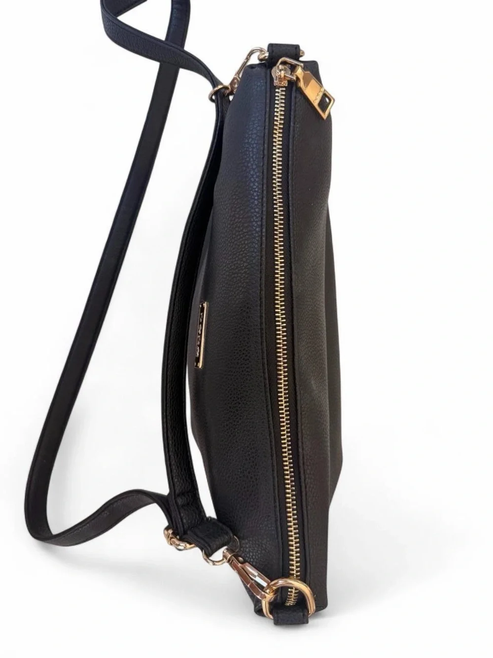 bebe Black Pebbled Hobo Shoulder Bag